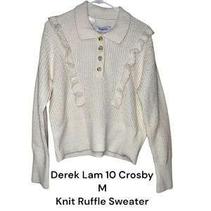 10 Crosby by Derek Lam Knit Ruffle Sweater Ivory M nwt